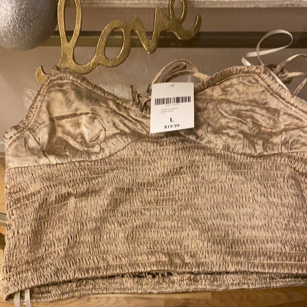 Women top cami color brown taupe size large brand new from forever 21